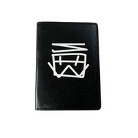 Porte-passeport/carte/carnet de certificat en cuir véritable noir de luxe, personnalisé en usine, avec impression sérigraphiée, design anime cartoon
