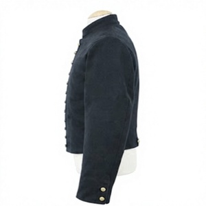 Veste matelassée en laine noire pour homme, style vintage, col montant, simple boutonnage, gaufrée, réversible, coupe-vent, manteau d'hiver - Product Image 3
