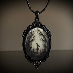 Gothique Vampire Hibou Camée Collier Femmes Hommes Mode Païenne Sorcière Bijoux Accessoires Cadeau <span class=keywords><strong>Blood</strong></span> Owl Verre Charm Corde Chaîne Ras du Cou - Product Image 4