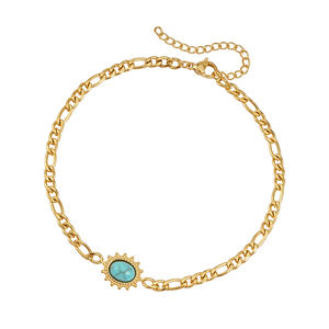 Brazalete tobillero bohemio de acero inoxidable con piedras trituradas para mujer, brazalete con cuentas de Color, a la moda - Product Image 6