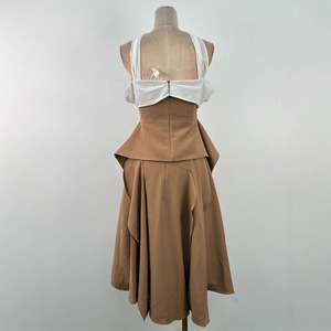 <span class=keywords><strong>Abito</strong></span> <span class=keywords><strong>Midi</strong></span> <span class=keywords><strong>monospalla</strong></span> in stile intellettuale vietnamita in due pezzi con gonna lunga asimmetrica intrecciata - Product Image 6