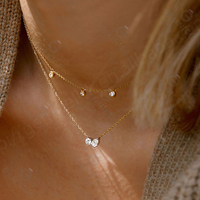 Gemnel Daily Wear Mujer Collar de diamantes de pera redonda de plata esterlina 925