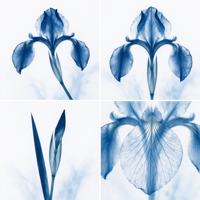 4 Pièces d'Art Mural sur Toile Transparente Bleue, Affiche Abstraite Moderne, Décoration Murale Nordique pour la Maison, Peinture avec Cadre en Bois