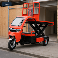 Tricycles électriques à plateforme élévatrice à ciseaux avec cabine fermée pour atelier d'usine, plateforme 1800 x 1200 mm, moteur 1500W