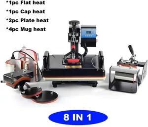 Heat press machine 8 in 1 for mugs,plates.T-shits and hats multi-function heat transfer machine