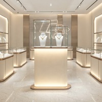 Vitrine à bijoux sur pied personnalisée, haute, en verre, avec éclairage LED, pour boutique de bijoux de luxe