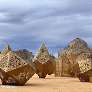 Vincentaa Tùy Chỉnh Vàng Hình Học Thép Không Gỉ Điêu Khắc Nghệ Thuật Hiện Đại Lớn Điêu Khắc - Product Image 1