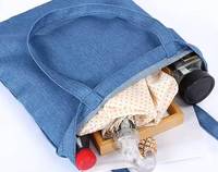 Tas Belanja Kanvas Daur Ulang Grosir 100% Katun Warna Solid Denim dengan Logo Kustom