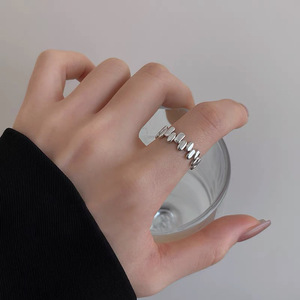 S925 Sterling Silver Geometric <b>Ring</b> <b>Open</b> Band Unisex Everyday Wear Index Finger Jewelry - Product Image 2