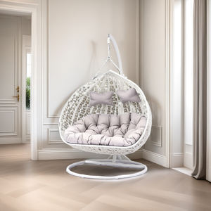 Set di mobili da esterno per bambini adulti giardino Relax amaca doppia sedia a dondolo in vimini - Product Image 2