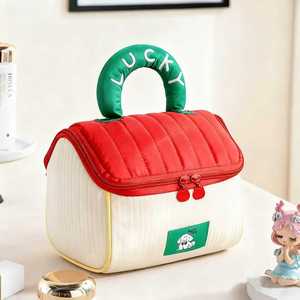 Pochette cosmétique matelassée mignonne avec poignée colorée et fermeture éclair, compatible OEM, pour le rangement en voyage - Product Image 5