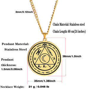HLSS515 Grimoire of Pope Honorius Símbolos el <span class=keywords><strong>libro</strong></span> de brujería de Honorius Talisman Amulet Collar con colgante de acero inoxidable - Product Image 4