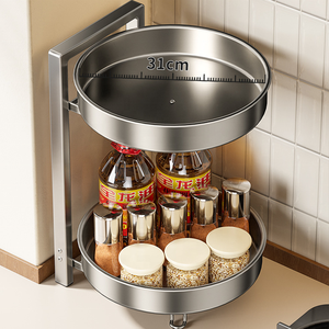 Estante de <span class=keywords><strong>Cocina</strong></span> Giratorio Multifuncional de Acero al Carbono, de 3 Niveles Ajustables, Impermeable, para Almacenamiento - Product Image 1