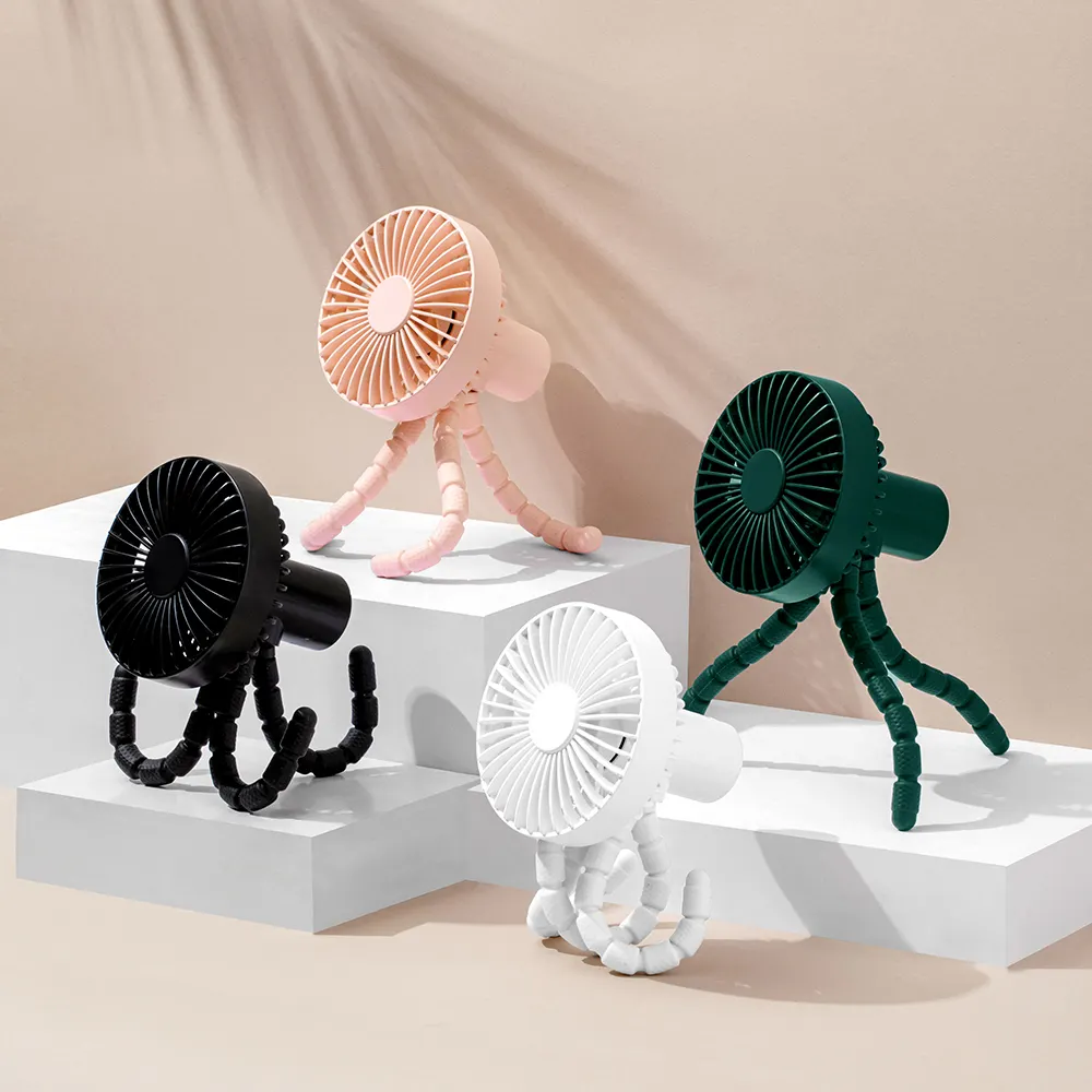 Foldable Flexible Octopus Catch Fans Tripod Hangable Outdoor oscillating auto Portable Rechargeable USB clip Baby Stroller fan