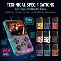 Consola de Juegos Retro Portátil R36S, 64GB/128GB, DDR 1GB RAM, Sistema Linux, Pantalla IPS de 3.5 Pulgadas, Reproductor de Videojuegos Portátil
