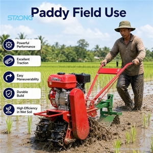Cultivador Agrícola Multifuncional Rojo Pequeño con Motor de Gasolina de 8HP, Arado Reversible Refrigerado por Aire, Máquina de Siembra y Azotadora - Product Image 1