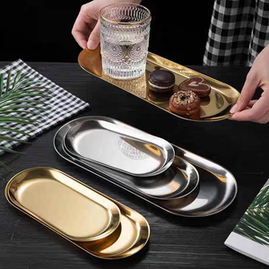 <span class=keywords><strong>Piatti</strong></span> Ovali Moderni Coreani in Acciaio Inossidabile DFTrading House, Oro e Argento, per BBQ e Uso Commerciale, Stoviglie Sostenibili in Metallo - Product Image 2