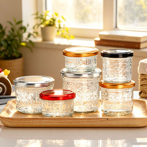 Pot en verre hermétique avec couvercle pour <span class=keywords><strong>caviar</strong></span>, confiture, nid d'oiseau comestible 70ml 100ml 5oz 200ml 220ml 280ml 380ml Pot en verre pour <span class=keywords><strong>caviar</strong></span>, confiture, miel - Product Image 4