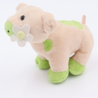Geeme Animal doux personnalisé en peluche Cochon mignon en peluche avec fleur