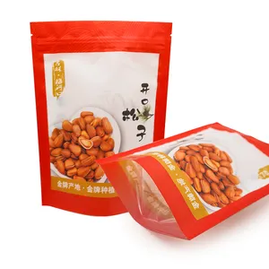 Пользовательский Печатный пищевой пластик Mylar Zip Lock Resealable nut Stand up Food Packaging Bag с прозрачным окошком