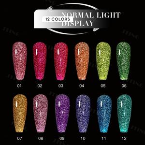 JTING - Juego de Esmaltes de Uñas en Gel Reflectantes de Neón Súper Brillantes con Destellos de 12 Colores, Esmalte de Uñas en Gel con Diamantes Brillantes para Discoteca, OEM ODM - Product Image 5