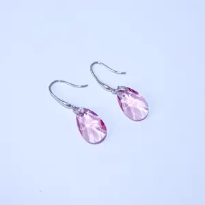 Customized Crystal Jewelry Rhodium Plated Teardrop Waterdrop Drop Earring 925 Sterling Silver Fashion jewelry Earrings