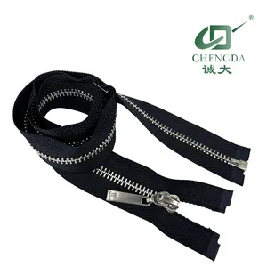 CHENGDA No.5 cerniera in metallo lucido lucido argento/oro anti ottone pistola denti in metallo separato a due vie aperto/chiuso zip per indumenti