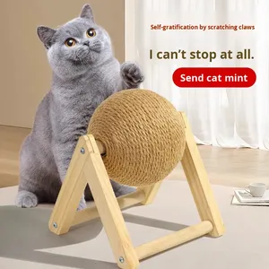 Manufacturer Wholesale Durable Wooden Minimalist <strong>Cat</strong> <strong>Scratching</strong> <strong>Post</strong> Hand-<strong>wrapped</strong> Jute Sisal Rope Climbing Frame - Product Image 4