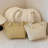 Mode féminine grande capacité pratique fermeture ouverte Portable et pliable caractéristique Patchwork tissé épaule plage sac fourre-tout