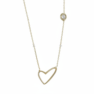 14K Yellow Solid Gold Necklace Cute Heart Shape <b>Light</b> <b>Rose</b> Cut Zircon Charm Gifts Weddings Parties Engagements Anniversaries - Product Image 2
