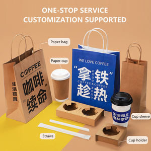 Custom Logo Shopping Gift Handle Craft <strong>Print</strong> Cafe Food Takeaway Packaging White Brown Kraft <strong>Paper</strong> Takeout <strong>Bags</strong> - Product Image 4