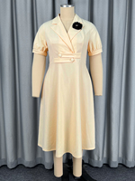 ADR060390 Robe d'été décontractée à manches courtes, coupe trapèze, motif floral, grande taille, abricot, pour femmes