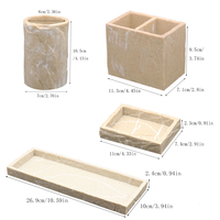 Ensemble de salle de bain cinq pièces en résine (porte-brosse à dents, gobelet, porte-savon, plateau) – Décoration haut de gamme pour hôtel et usage domestique - MTYyxk