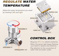 Robinet de lavabo moderne commercial sans contact en laiton brossé, monotrou, économie d'eau, avec mitigeur à poignée unique et cartouche céramique 5