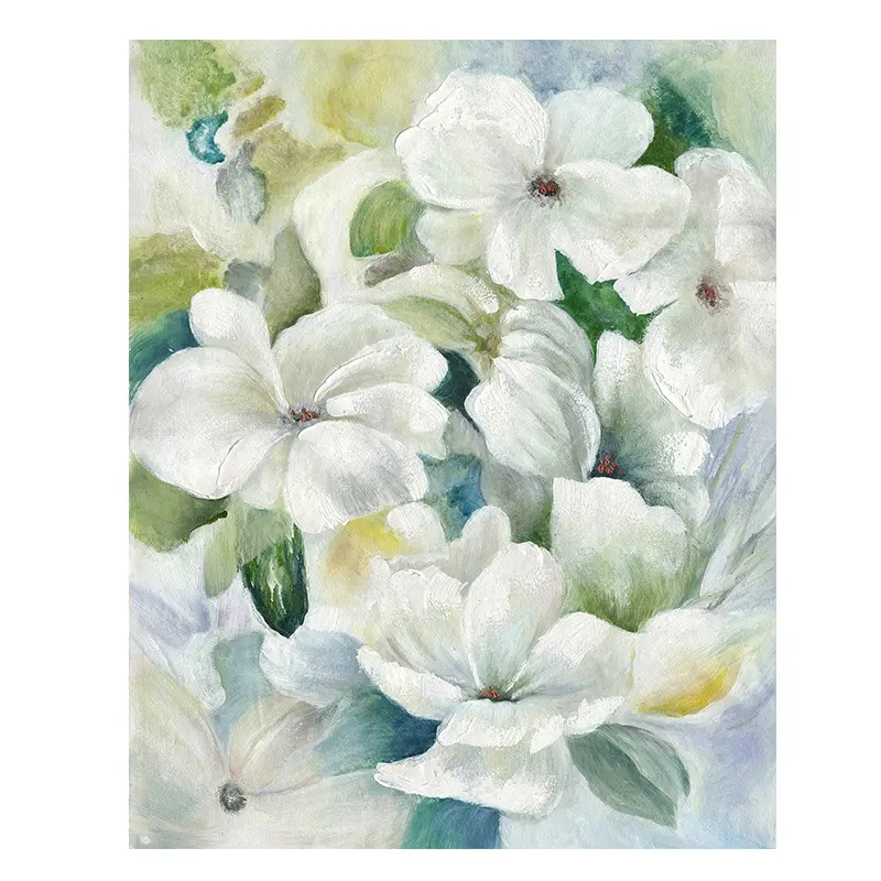 Factory wholesale flower oil painting White flower canvas wall art home decoration print painting wall picture