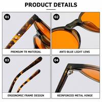 Gafas Sunray Redondas Cuadradas TR con Montura Completa, Lentes Tintadas en Rojo, Recorte en Forma de V, Borde Interior Rojo, Remaches de Doble Punto, OEM, con Bloqueo de Luz Azul