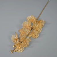 Plantes artificielles, fleurs dorées, herbe en plastique, faux arbustes, feuilles d'abricot, décoration de jardin, mariage, événement, faux bricolage