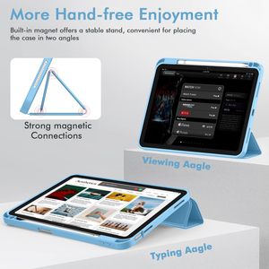 ขายส่งเคส iPad รุ่นที่ 10 ขนาด 10.9 นิ้ว ปี <span class=keywords><strong>2022</strong></span> พร้อมช่องใส่ดินสอ ที่วางแบบพับได้ 3 ตอน ฝาหลัง TPU - Product Image 4