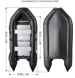 เรือยอชท์พาย3.3เมตรเรือตกปลายางความหนาแน่นสูงทนทานต่อการพายเรือด้านล่างอลูมิเนียม - Product Image 6
