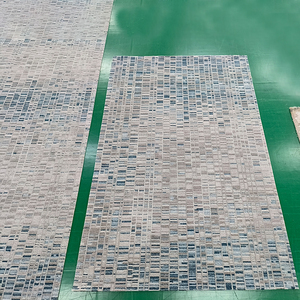 Alfombra moderna de alta calidad con mechones a mano, Alfombra de lana con patrón Rectangular geométrico gris azul para decoración para sala de estar del hogar - Product Image 6