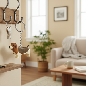 Portachiavi in legno a forma di cane Bassotto in miniatura intagliato, regalo per gli amanti degli animali domestici - Product Image 3