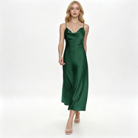 Robe de soirée mi-longue sirène en mousseline unie à sequins, col halter, dos nu, taille naturelle, nouvelle mode sexy pour femme - Collection été