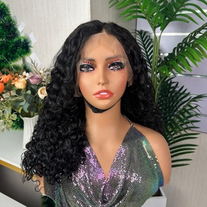 Wholesale Price 12a Wholesale Hot Selling <b>Brown</b> Color 13*4 Water Wave <b>Wig</b> Double Drawn Curly Hair 100% Human Hair - Product Image 1
