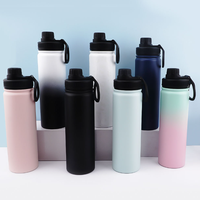Bouteille d'eau isotherme en acier inoxydable de 24 oz en gros, gourde sport à double paroi à large ouverture, réutilisable avec logo personnalisé