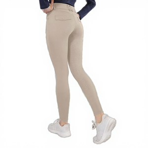Pantalones de Equitación Elásticos de Silicona Negra al por Mayor para Mujer con Cierre de Cremallera, Bolsillos Profundos para Competición - Product Image 4