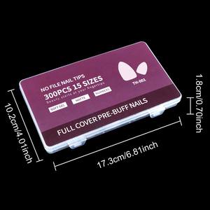 9 Optionen 300 Nagel verlängerungen Nahtlos Ultra dünne volle Hälfte Zwei Aufkleber Kein Polieren Kurzfinger-Design kleber Vorgefertigt - Product Image 5