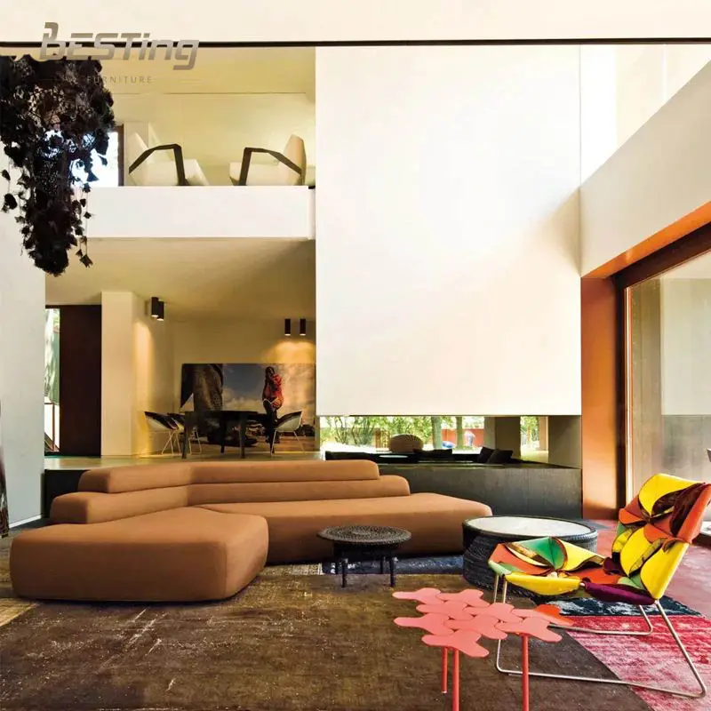 BESTING Luxury modular corner sectional sofa Italian modern leather L shape living room sofa set leather sofas couch