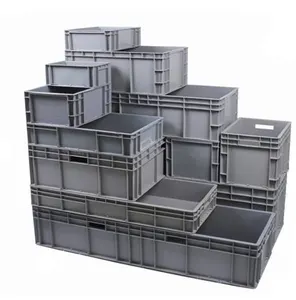 环保可堆叠塑料板条箱带盖实心可堆叠周转篮ESD储物盒和垃圾箱