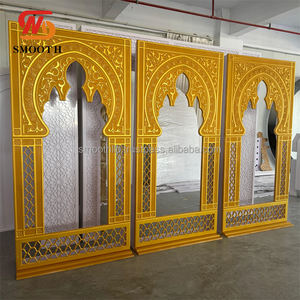 ฉากหลังงานแต่งทำจากพีวีซีพิมพ์ลายโครงสร้างสีทองเรียบหรูแบบอินเดีย - Product Image 2