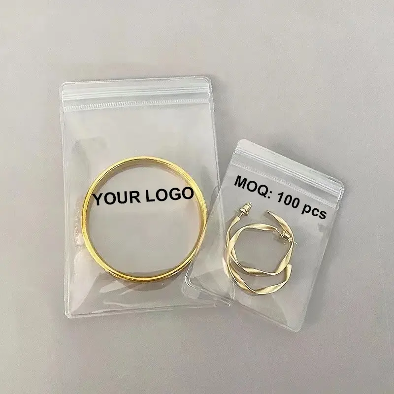 Custom Logo Small Earring Ring Packaging Pouches PVC Zipper Bag For Jewelry Cosmetic